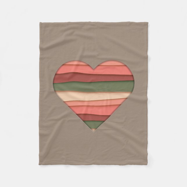 Couverture Polaire Amour du coeur rayé Saint-Valentin (Devant)