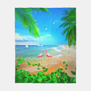 Couverture Polaire Amour Flamant rose