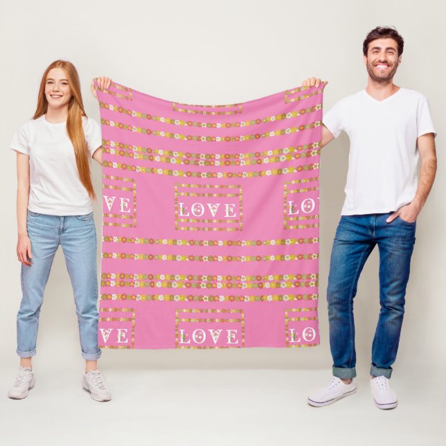 Couverture Polaire Amour Floral Monogram Daisy  (En situation)