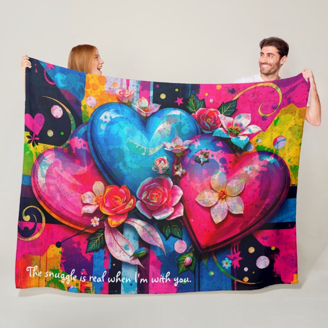 Couverture Polaire [Amour Graffiti}  Jeté de câlin drôle romantique  (En situation)