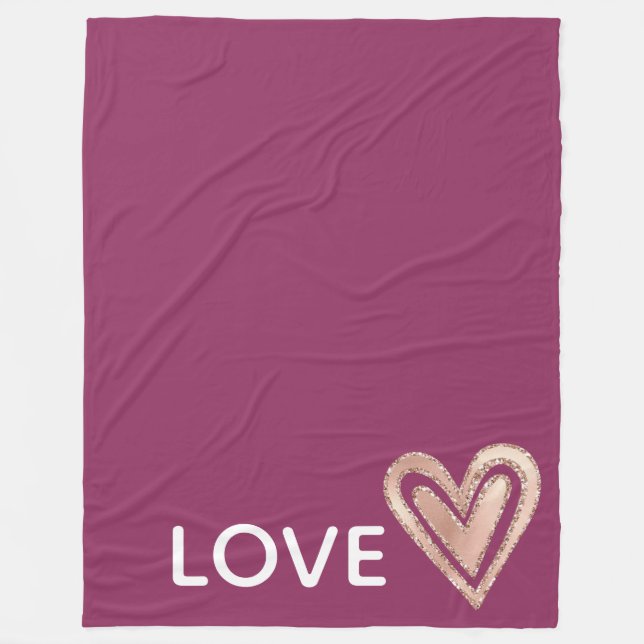 Couverture Polaire Amour Magenta Blush Coeur rose (Devant)