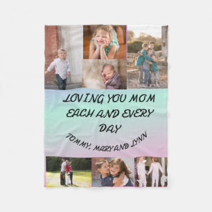 Couverture Polaire Amour Maman Chaque Jour 7 photo bleu et violet