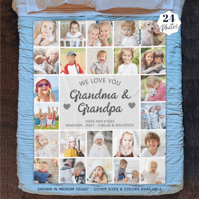 Couverture Polaire Amour personnalisé Grand-mère et grand-père 24 Pho (Créateur téléchargé)