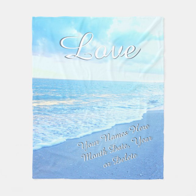 Couverture Polaire Amour Personnalisé Plage Mariage Jeu Blanche (Devant)