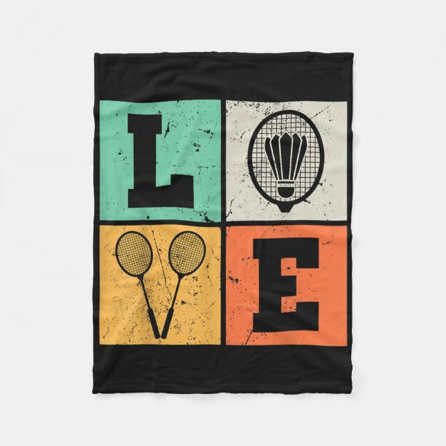 Couverture Polaire Amour Rétro Amateur de Badminton  (Devant)