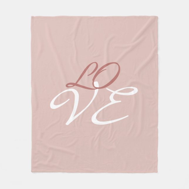 Couverture Polaire Amour Rose Couleur Or Calligraphie Script (Devant)