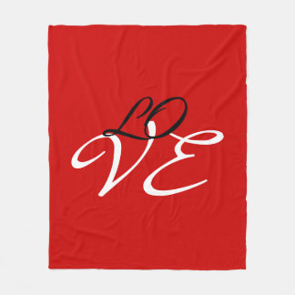 Couverture Polaire Amour Rouge Blanc Noir Couleur Calligraphie Script