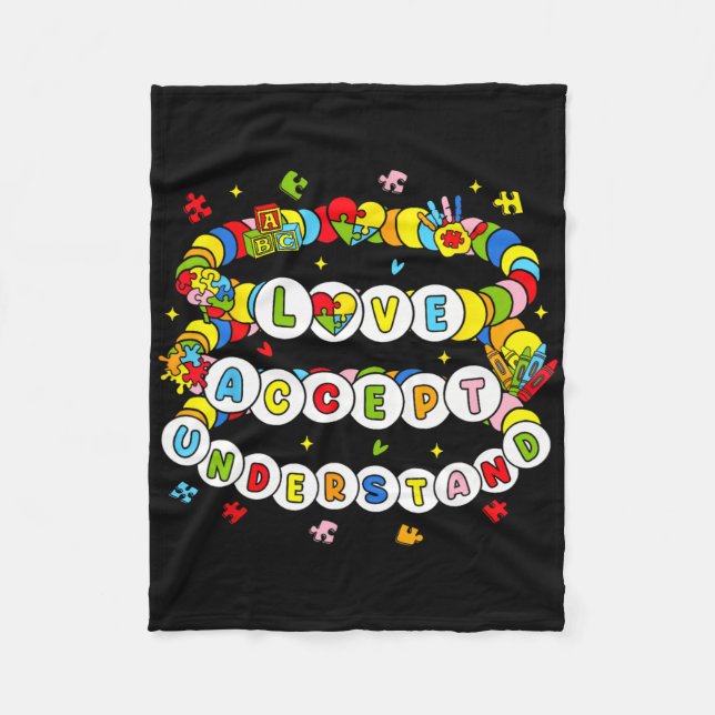 Couverture Polaire Amour Sensibilisation Compréhension Autisme Accept (Devant)