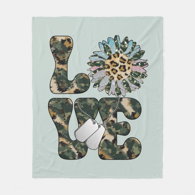 Couverture Polaire Amour Tournesol Militaire (Devant)