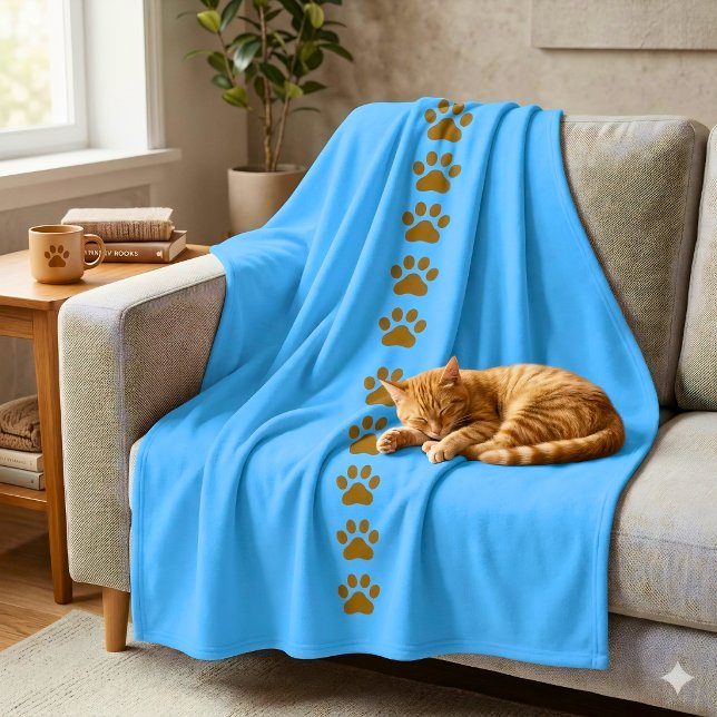 Couverture Polaire Amoureux chat fantaisiste bleu  (Créateur téléchargé)