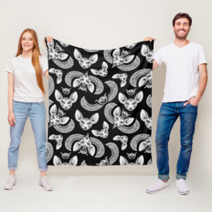 Couverture Polaire Amoureux de les chats égyptiens Sphinx Noir gothiq