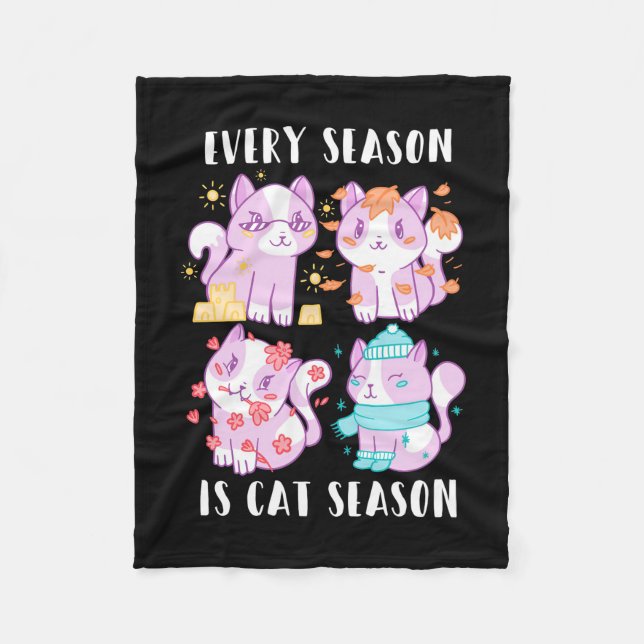 Couverture Polaire Amoureux des chats Chaque Saison Est Chat Saison (Devant)
