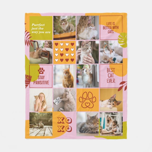 Couverture Polaire Amoureux des chats Chat Maman Cute Animal Photo Co (Devant)