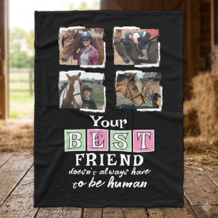 Couverture Polaire Amoureux des chevaux 4 photo meilleur ami noir ros