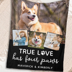 Couverture Polaire Amoureux des chiens 4 Photo Collage True Love Pers
