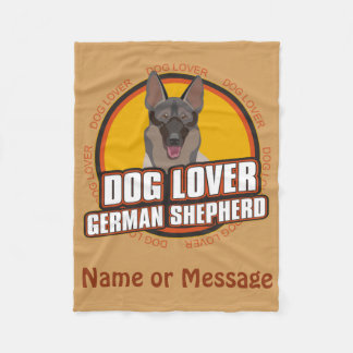 Couverture Polaire Amoureux des chiens German Shepherd Nom ou message