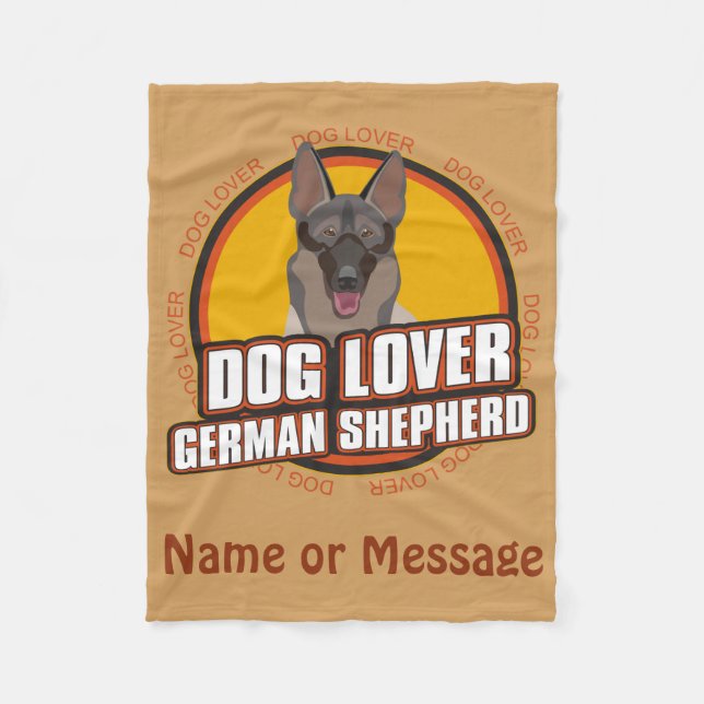 Couverture Polaire Amoureux des chiens German Shepherd Nom ou message (Devant)