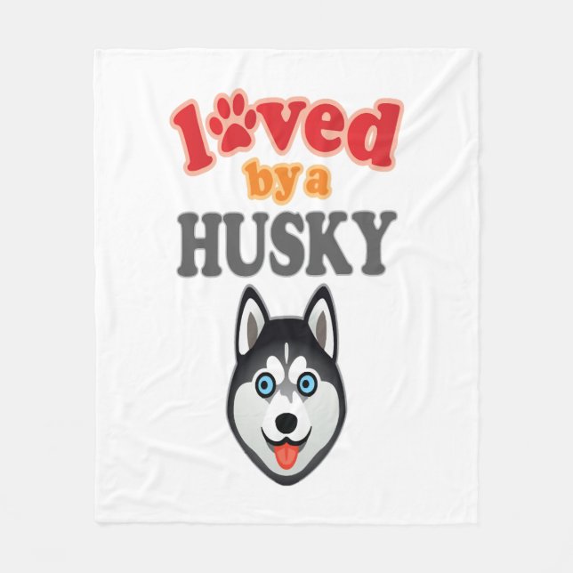 Couverture Polaire Amoureux des chiens Husky (Devant)