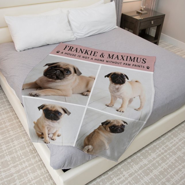 Couverture Polaire Amoureux des chiens Pink Personnalisé Chien Nom Ph (Créateur téléchargé)