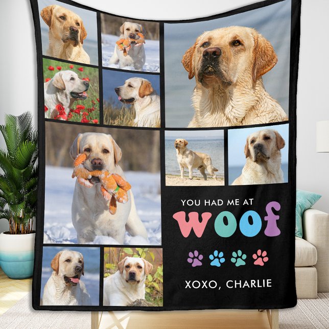Couverture Polaire Amoureux des chiens Retro WOOF Custom Pet 11 Photo (Créateur téléchargé)