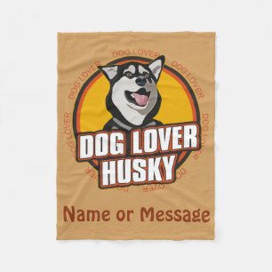 Couverture Polaire Amoureux des chiens Siberian Husky Nom ou message 