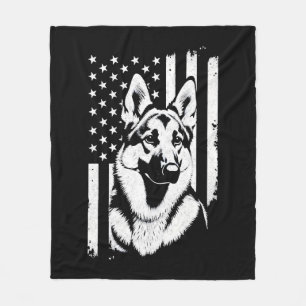 Couverture Polaire Amoureux du chien berger allemand Drapeau américai