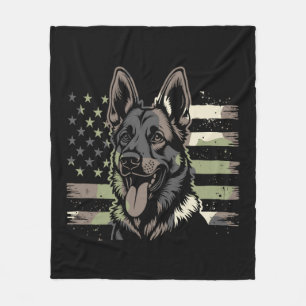 Couverture Polaire Amoureux du chien berger allemand Drapeau américai