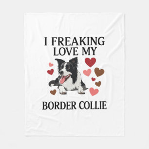 Couverture Polaire Amoureux Fou de Border Collie Chien Hearts_1