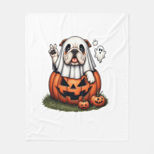 Couverture Polaire Amusant anglais Bulldog Ghost Boo Halloween femmes