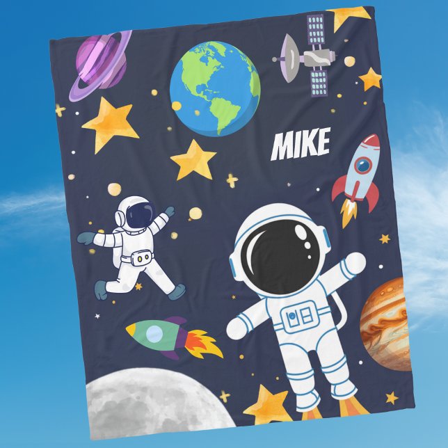 Couverture Polaire Amusant Astronaute de l'Espace Extérieur,Premier A (Créateur téléchargé)