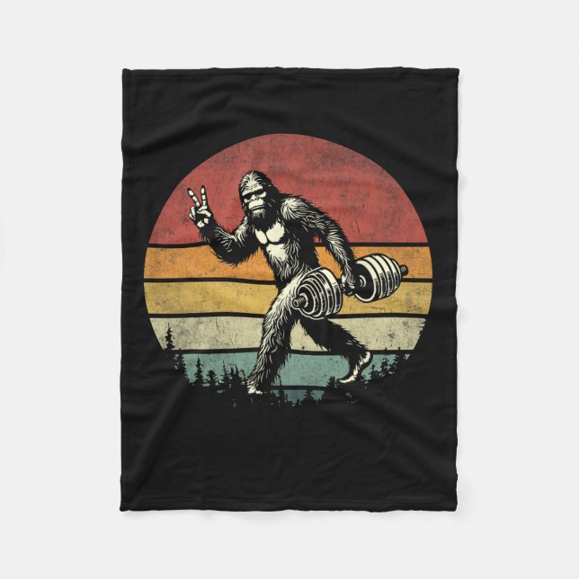 Couverture Polaire Amusant Bigfoot Lifting Gym Retro Bigfoot Sasquatc (Devant)