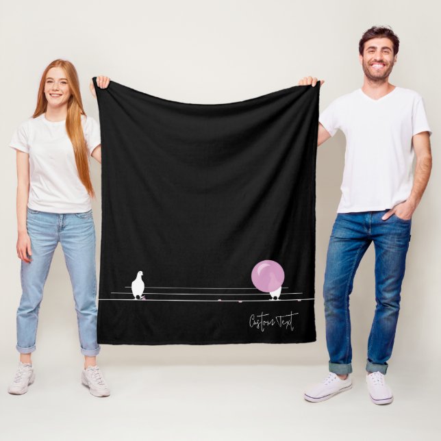Couverture Polaire Amusant Bubblegum Birds on a Wire Black (En situation)