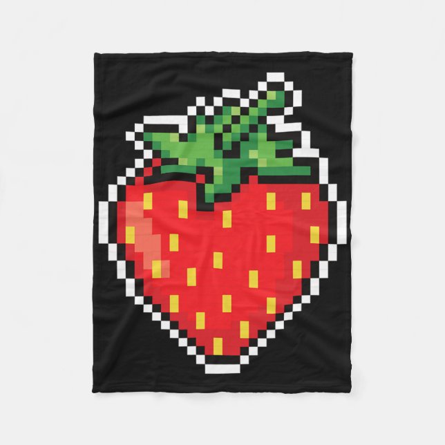 Couverture Polaire Amusant Costume d'Halloween Pixel fraise 80s (Devant)