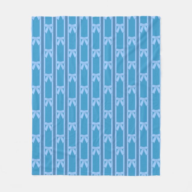 Couverture Polaire Amusant et fantaisie rayé bleu Bow (Devant)