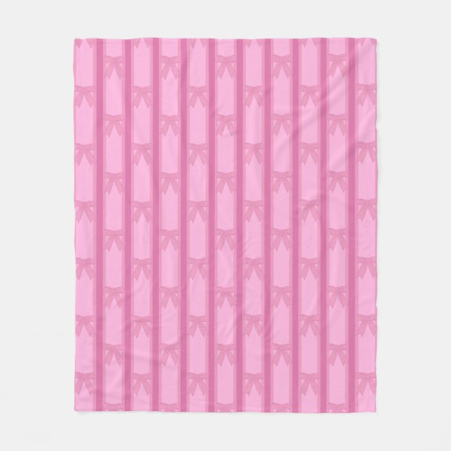 Couverture Polaire Amusant et fantaisie rayé rose Bow (Devant)