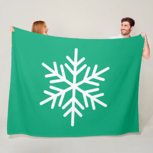 Couverture Polaire Amusant festif flocon de neige alpin blanc sur fon