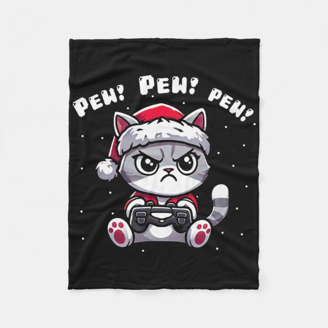 Couverture Polaire Amusant Joueur de chat Pew Jeu vidéo de Noël Garço (Devant)