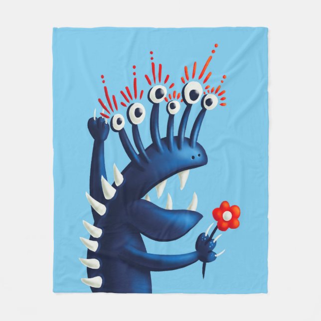 Couverture Polaire Amusant Monster Flower Blue (Devant)