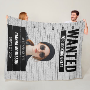Couverture Polaire Amusant Mugshot Recherché Personnalisé Nom et Post