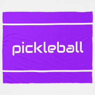 Couverture Polaire Amusant PICKLEBALL texte blanc rayures sur violet