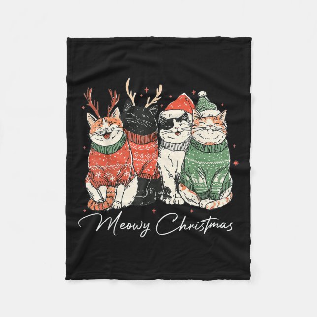 Couverture Polaire Amusante Meowny Noël Chat Noël Noël Pour Hommes Fe (Devant)
