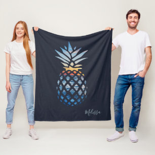 Couverture Polaire Ananas coucher de soleil Seaview Élégant Graphisme