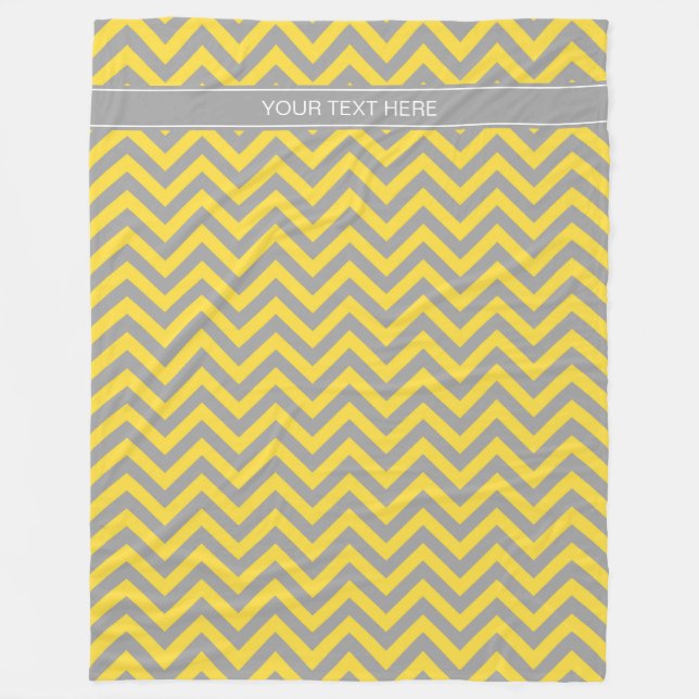 Couverture Polaire Ananas Dk Grey LG Chevron Dk Grey Nom Monogramme (Devant)