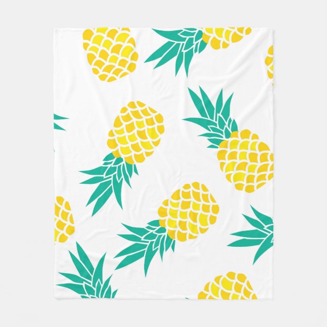 Couverture Polaire Ananas Exotiques : Jaune Délice. (Devant)