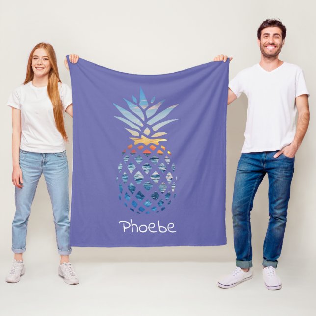 Couverture Polaire Ananas Ocean Sunset Personnalisé (En situation)