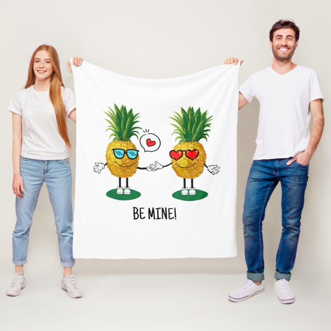 Couverture Polaire Ananas personnalisé Emoji amour couple (En situation)