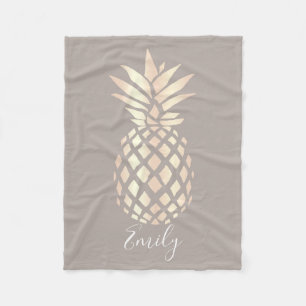Couverture Polaire Ananas rose et gris d'or d'en cuivre assez éléga