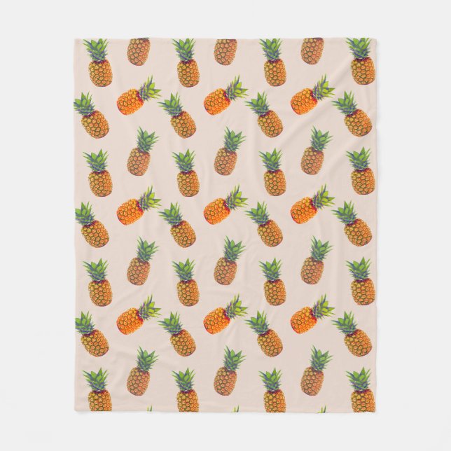 Couverture Polaire Ananas sur fond beige clair (Devant)