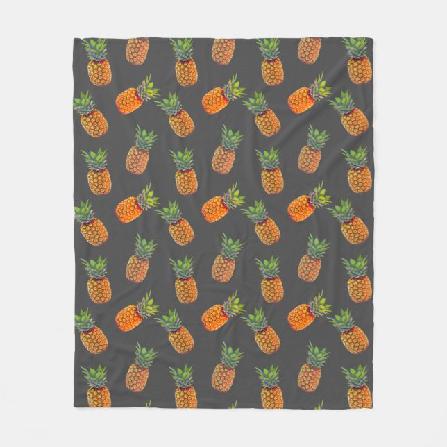 Couverture Polaire Ananas sur fond gris (Devant)