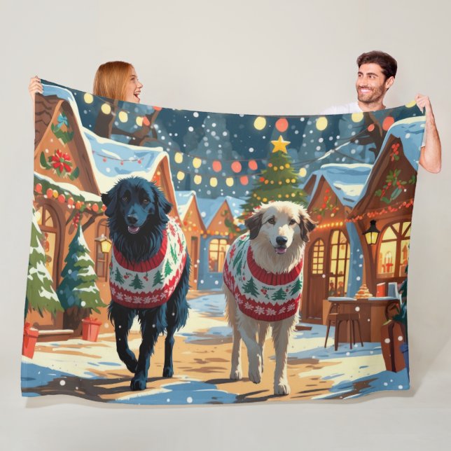 Couverture Polaire Anatolian Shepherd Dogs Christmas Snow Holiday (En situation)